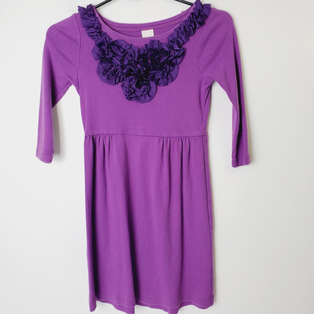 Crewcuts Purple Ruffle Front Cotton Dress